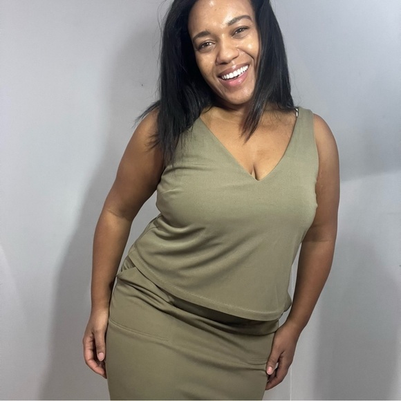 NWT Ralph Lauren Khaki Green Jersey Knit Comfortable Neutral Career Summer Dress - Picture 3 of 16